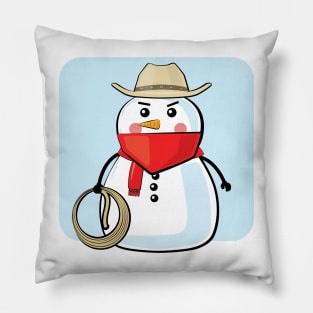 Snowman Cowboy - Funny Illustration Pillow