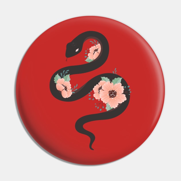 Snake With Flower Pin by Mako Design 