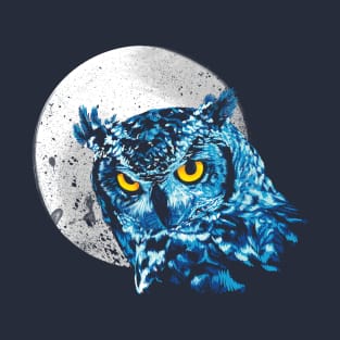 Midnight Moonlit Owl Painting T-Shirt