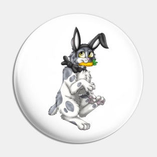 Bobtail BunnyCat: Grey Bicolor (Black) Pin