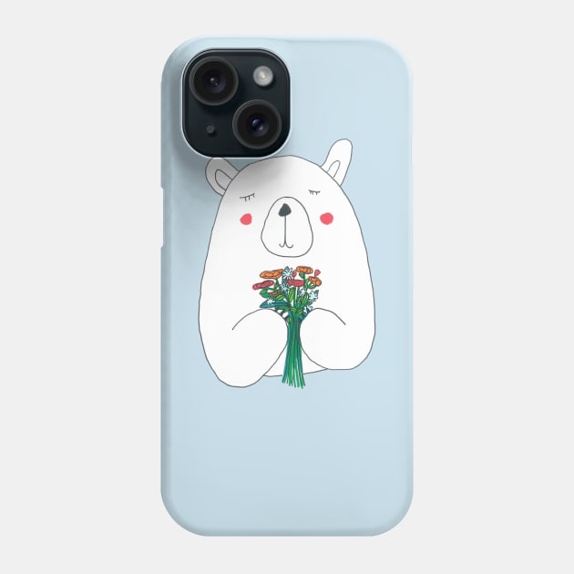 Polar Bear With Flowers Phone Case by DoodlesAndStuff