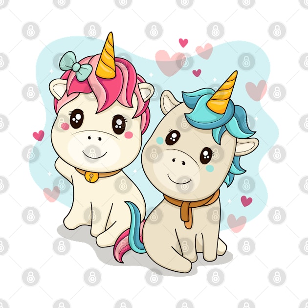 Cute unicorn couple by Thumthumlam