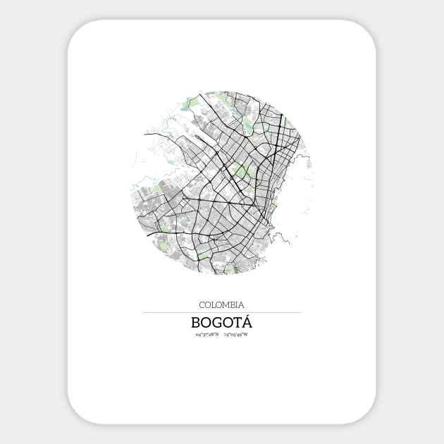 Bogota Colombia City Map With Gps Coordinates Bogota Colombia Sticker Teepublic Bogota Colombia City Map With Gps Coordinates Bogota Colombia Sticker Teepublic