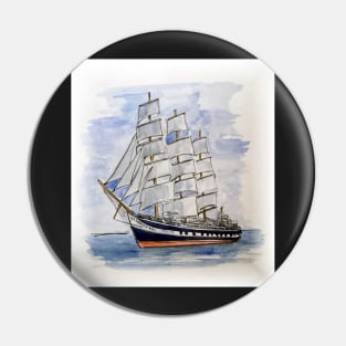 Tall Ship from an original watercolour sketch Pin