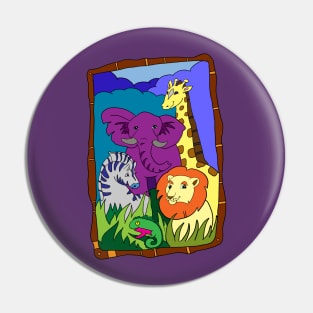 African Animal Party Pin