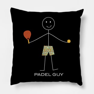 Funny Padel Guy Stick Illustration Pillow