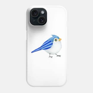 CUTE BIRD - Watercolor Painting Blue White Yellow Baby Bird Titmouse Chick Phone Case