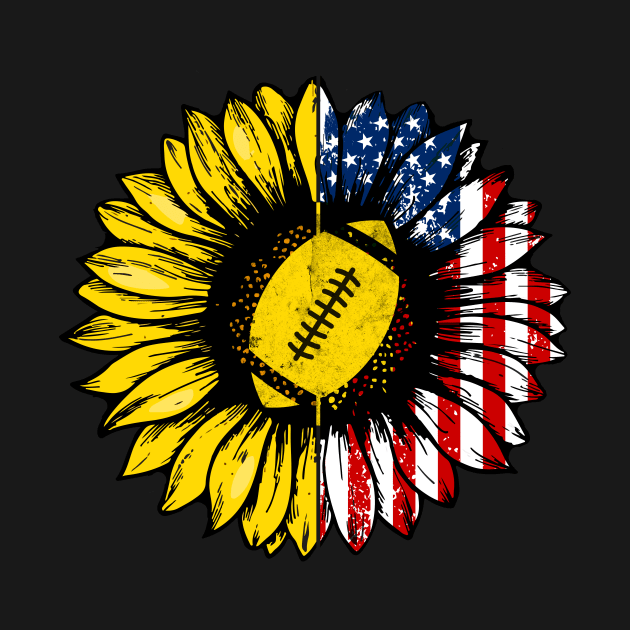Sunflower American Flag Rugby Lover Gifts 4th Of July by shanemuelleres