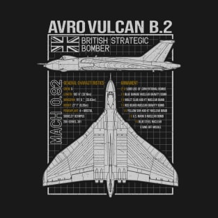 Vulcan Bomber Aircraft Plane Aeroplane Blueprint T-Shirt