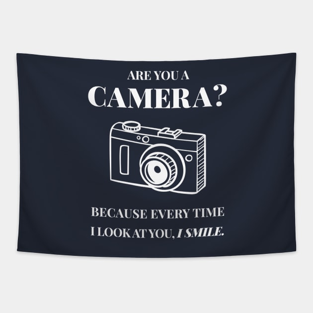 Funny Pick Up Line Camera Joke Tapestry by Suniquin