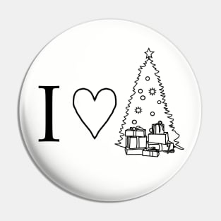 I Love Christmas Minimal Line Drawing Pin