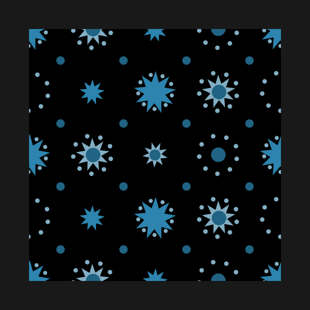 Suns and Dots Blue on Black Repeat 5748 by ArtticArlo