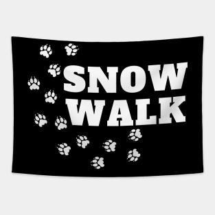 Dog Walk In The Snow Tapestry