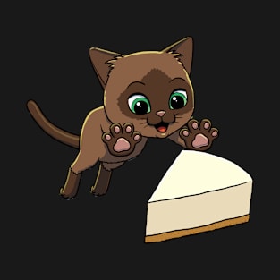 Burmese Cat excited to eat Cheese Cake T-Shirt