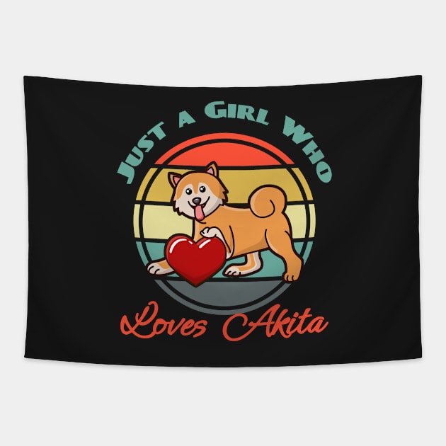 Just a Girl Who Loves Akita Inu Dog puppy Lover Cute Mother s Day Sunser Retro Tapestry by Meteor77