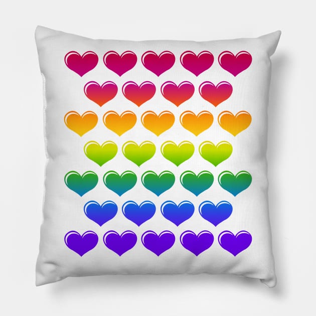 Hearts of Many Colors Pillow by RawSunArt