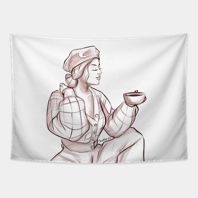 Coffee girl Tapestry by didlestown