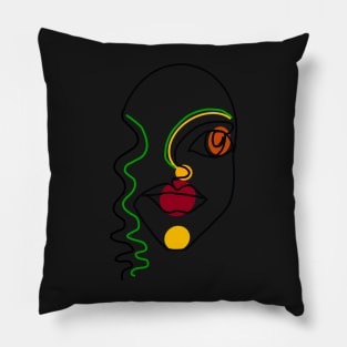 Line drawing of a female girl woman face Pillow