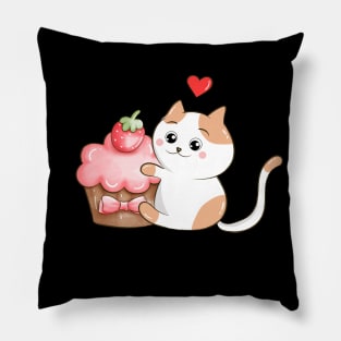 Kitty Loves Cupcake Pillow