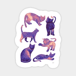 Galaxy Cats Pattern - Pastel Purple Magnet