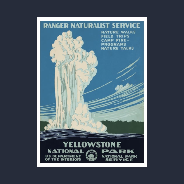 Vintage Yellowstone National Park Old Faithful by MasterpieceCafe