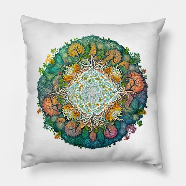 Mandala of nature Pillow by Imagier