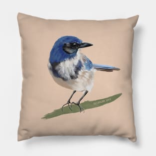 Scrub Jay Painting Pillow