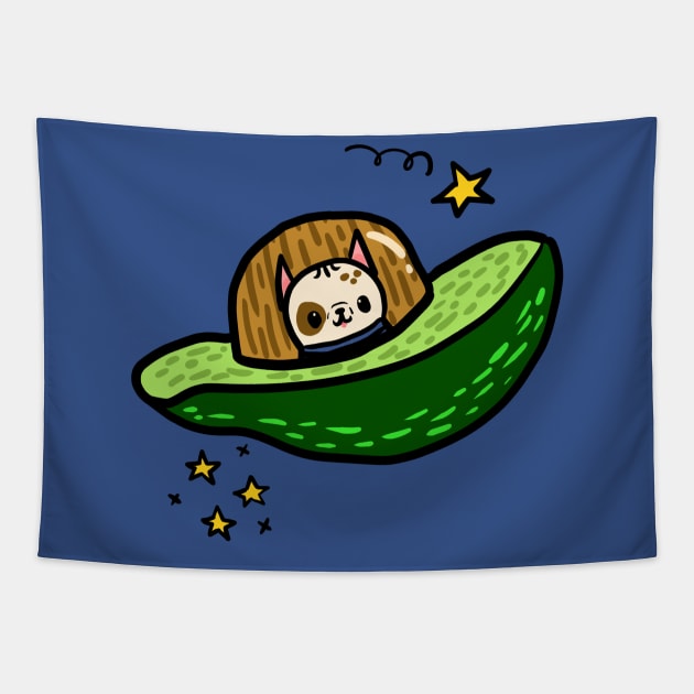 Avocadog Spaceship Tapestry by Fluffymafi