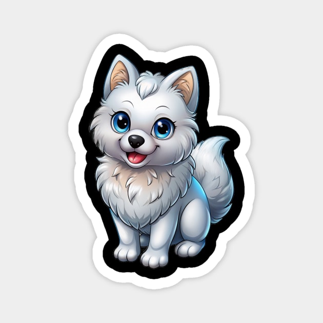 Happy Pomeranian Puppy Cartoon Illustration Magnet by IamActiveDog