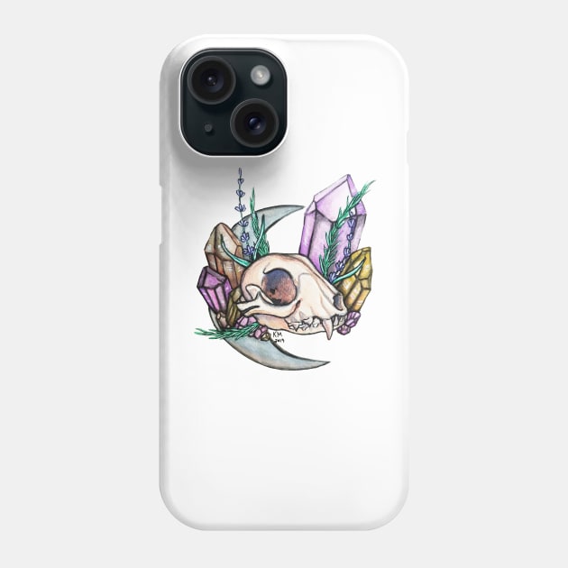 Skull and Crystal Phone Case by KMogenArt