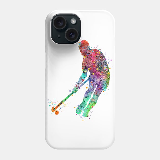 Field Hockey Player Watercolor Sport Phone Case by LotusGifts