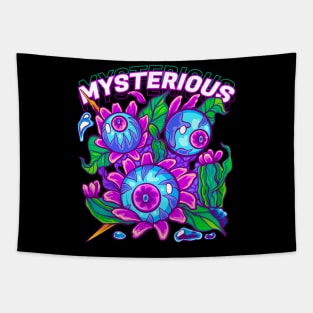 Mysterious Eyes and Cactus Flowers Tapestry