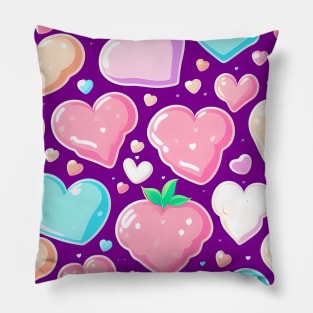 Delicious Strawberry Pastries and Candy Hearts Pillow