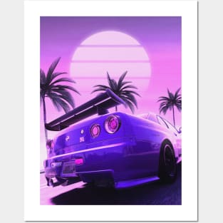 Nissan Skyline GT-R R34 Purple Poster for Sale by marioramosart