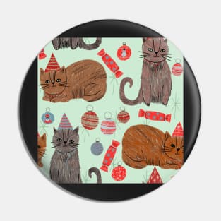 Mid-century Christmas cats Pin