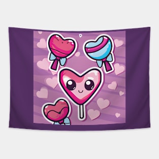 Kawaii Valentine Candy Illustration Tapestry