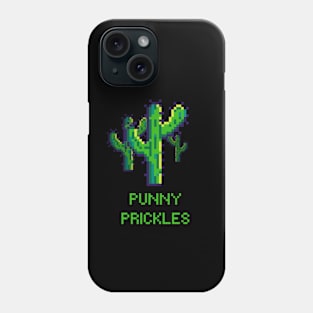 Punny Prickles: Playful and Funny Pixel Cactus Phone Case