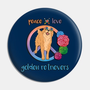 Peace Love Golden Retrievers Pin