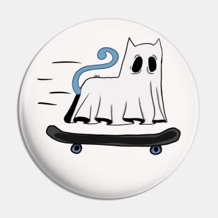 Skateboarding Ghost Cat Pin