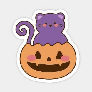 Cute Halloween Cat with Pumpkin Magnet