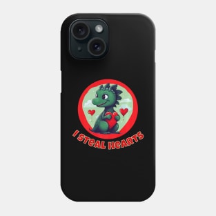 Kids  Dinosaur I steal hearts  Boys valentines day dino Premium Phone Case