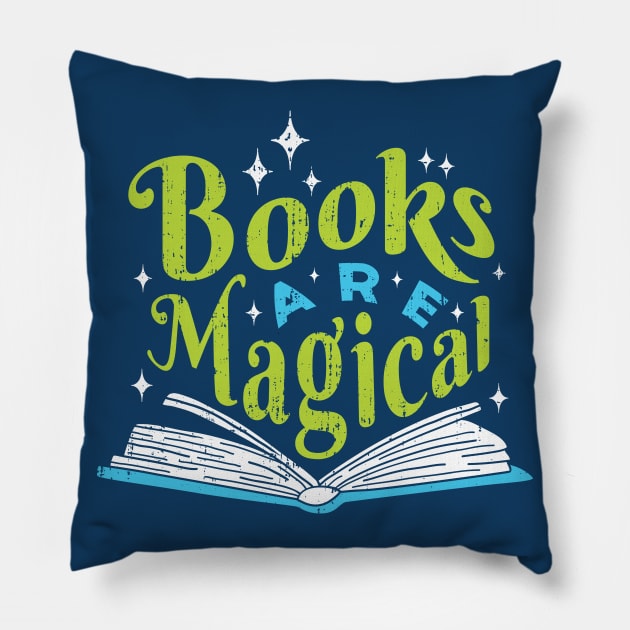 Vintage Books Are Magical // Retro Book Lover Avid Reader B Pillow by Now Boarding