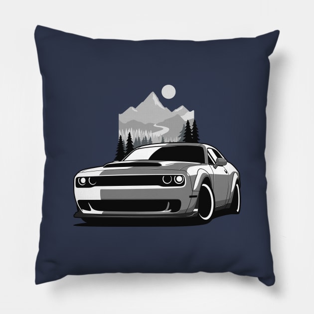 Gray Demon Mountains Pillow by KaroCars