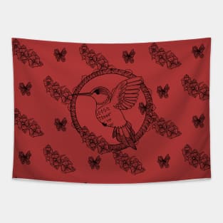 Hummingbird anti-stress&black_red Tapestry