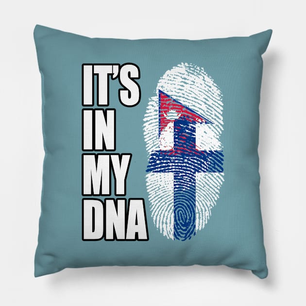 Finnish And Nepalese Mix DNA Flag Heritage Pillow by Just Rep It!!