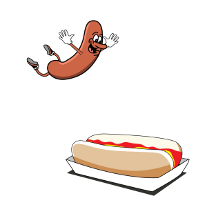 hot dog diving into a bun, hotdog T-Shirt