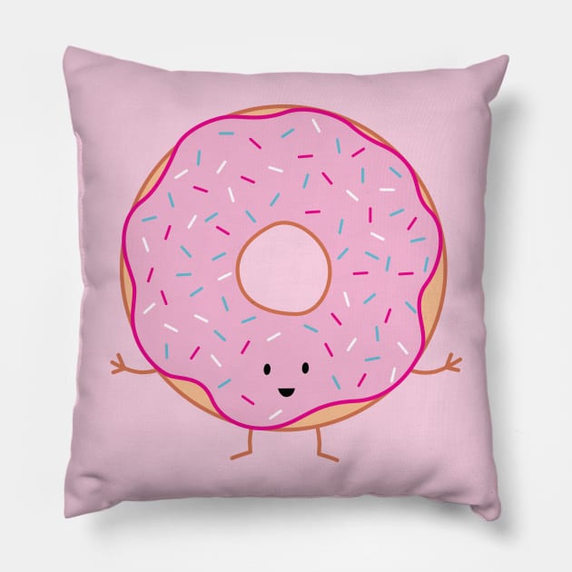 Pink Sprinkled Donut | by queenie's cards Pillow by queenie's cards