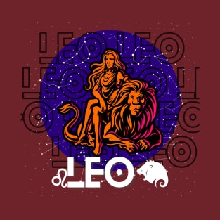 LEO August Zodiac - Astrology Birthday Gift for Women, Horoscope, sun/moon sign, star sign, tarot, Chinese zodiac, celestial, galaxy lovers. T-Shirt