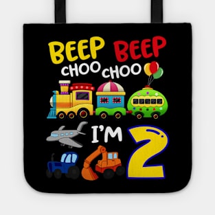 Beep Beep Chooo Chooo I am 2 Birthday Kids Tote