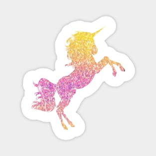 Pink and Yellow Ombre Faux Glitter Unicorn Magnet